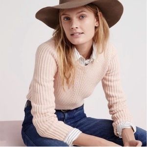 Madewell Hexcomb Texture Sweater Ribbed Knit Blush Pink Size Medium